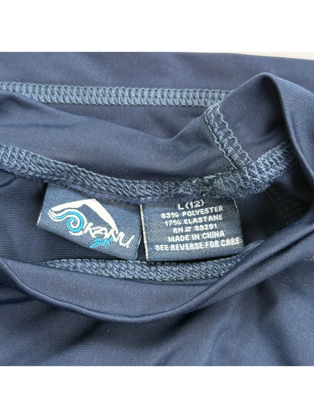 Kanu Surf Rash Guard Swim Shirt Blue Black - Boys L